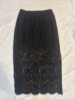Gap Black Lace Pencil Skirt - Women's Elegant Midi